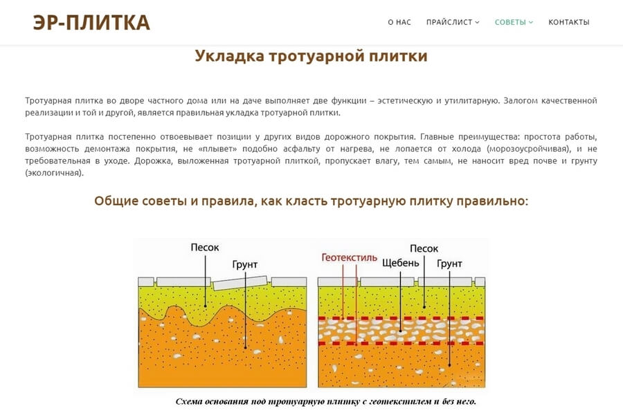 Сайт для компании ЭР-ПЛИТКА (it-maker - изготовление сайтов в Пензе)